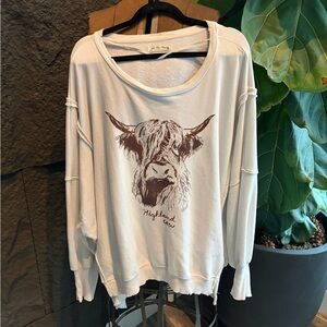 Sold out Free people Highland Cow Graphic Sweatshirt